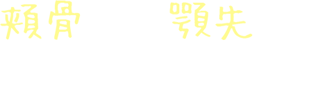 頬骨からあご先までキレイに、手書き文字
